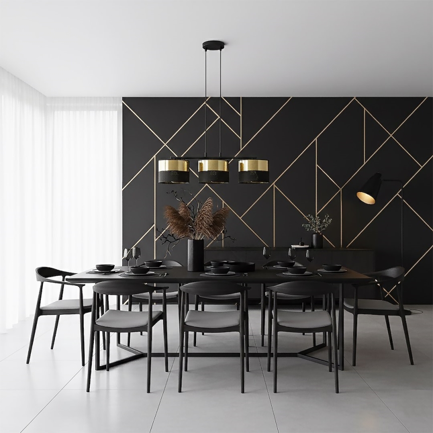 Люстра на тросе LUX 3xE27/15W/230V черный/золотой