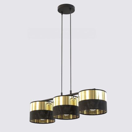 Люстра на тросе LUX 3xE27/15W/230V черный/золотой