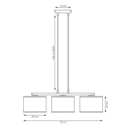 Люстра на тросе LUX 3xE27/15W/230V черный/золотой