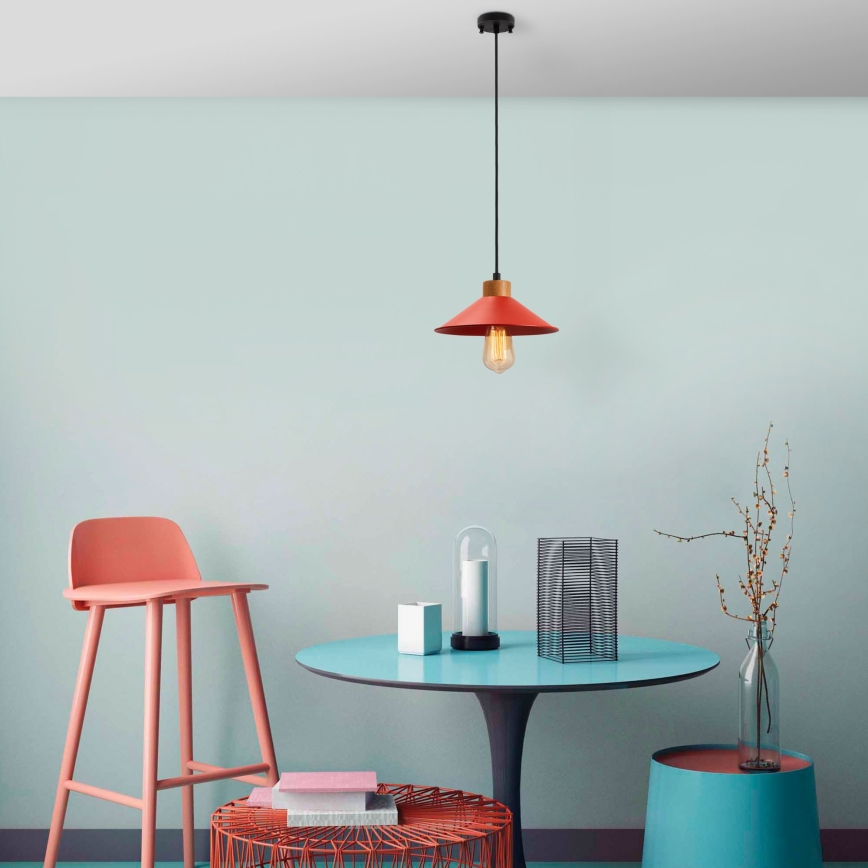 Люстра на тросе MANAVGAT 1xE27/40W/230V красный/коричневый