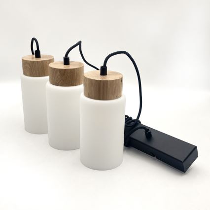 Люстра на тросе MARKUS 3xE27/15W/230V чёрный/дуб