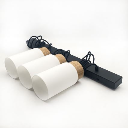 Люстра на тросе MARKUS 3xE27/15W/230V чёрный/дуб