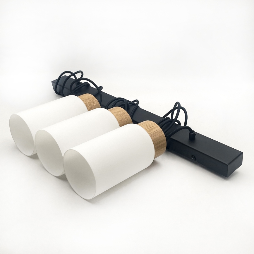 Люстра на тросе MARKUS 3xE27/15W/230V чёрный/дуб