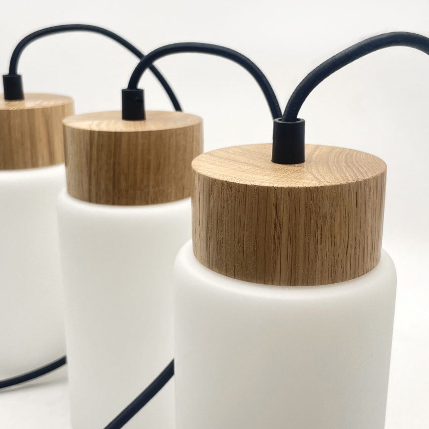 Люстра на тросе MARKUS 3xE27/15W/230V чёрный/дуб