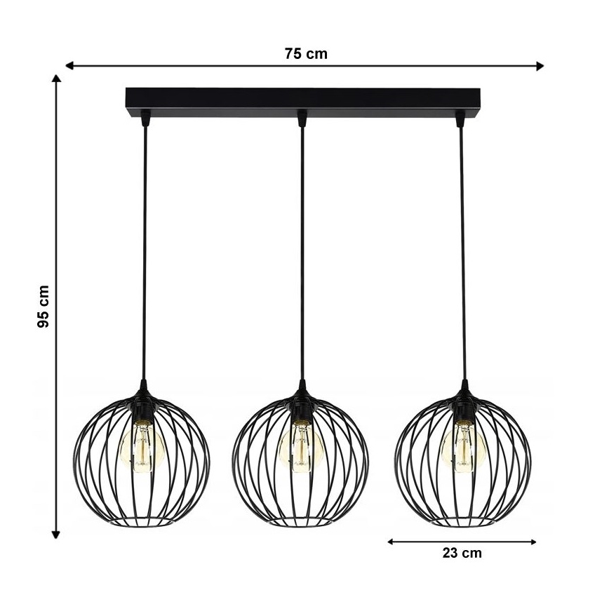 Люстра на тросе MATT 3xE27/60W/230V