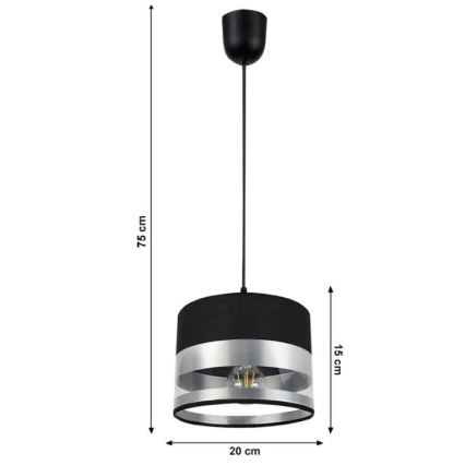 Люстра на тросе MILO 1xE27/60W/230V серебряная/черная
