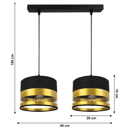 Люстра на тросе MILO 2xE27/60W/230V золотая/черная