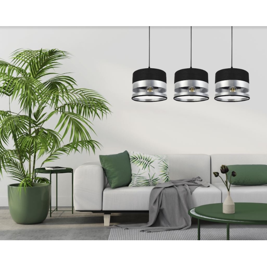 Люстра на тросе MILO 3xE27/60W/230V серебряная/черная