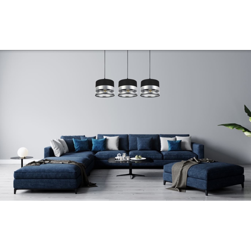 Люстра на тросе MILO 3xE27/60W/230V серебряная/черная