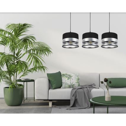 Люстра на тросе MILO 3xE27/60W/230V серебряная/черная