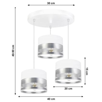 Люстра на тросе MILO 3xE27/60W/230V серебряная
