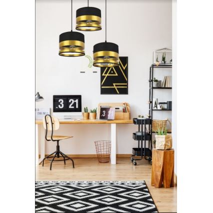 Люстра на тросе MILO 3xE27/60W/230V золотая/черная