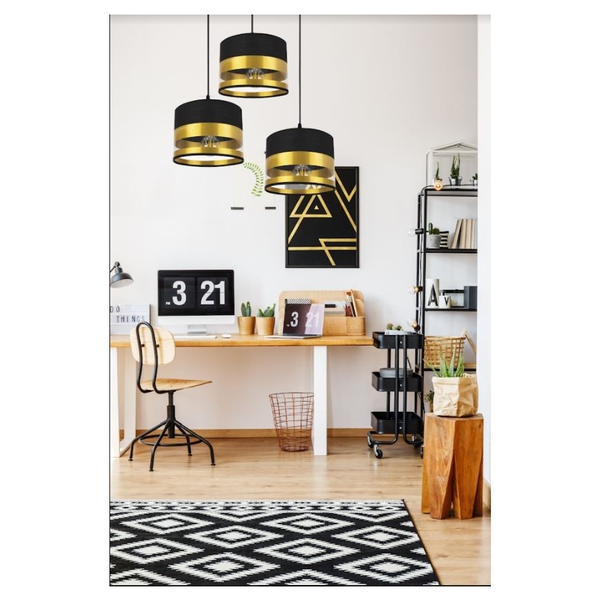 Люстра на тросе MILO 3xE27/60W/230V золотая/черная