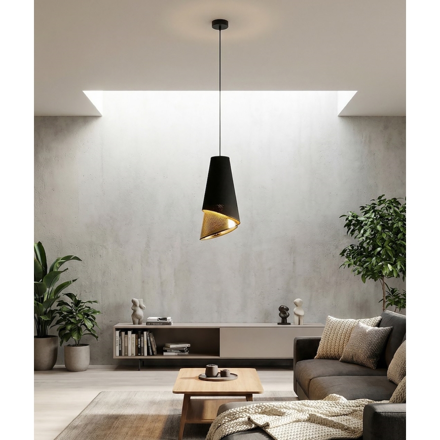 Люстра на тросе MODA 1xE27/15W/230V черный/золотой