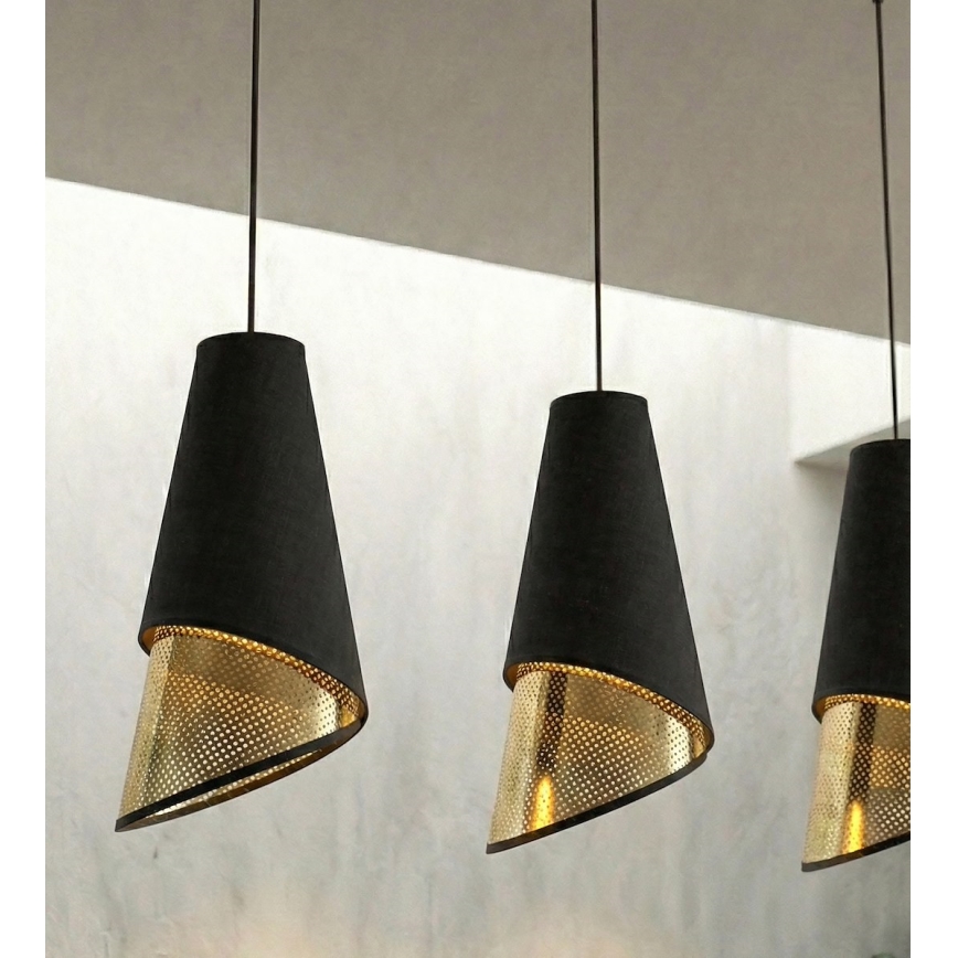 Люстра на тросе MODA 3xE27/15W/230V черная/золотая