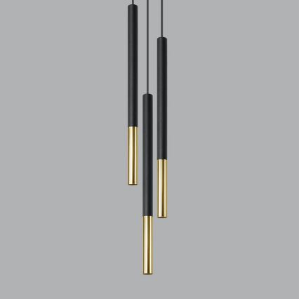 Люстра на тросе MOSAIC 3xG9/12W/230V черная/золотая