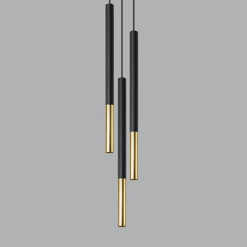 Люстра на тросе MOSAIC 3xG9/12W/230V черная/золотая