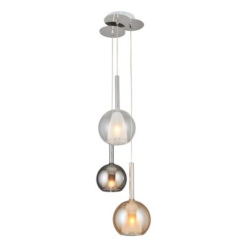 Люстра на тросе MUSCAT 3xE14/40W/230V дымчатая/золотая/прозрачная