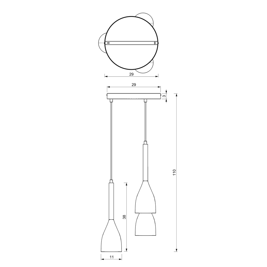 Люстра на тросе MUZA 3xE27/60W/230V круглая