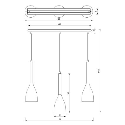 Люстра на тросе MUZA NEW 3xE27/60W/230V черная