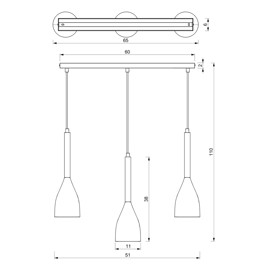 Люстра на тросе MUZA NEW 3xE27/60W/230V черная