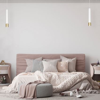 Люстра на тросе NEST 1xGU10/8W/230V белая/золотая