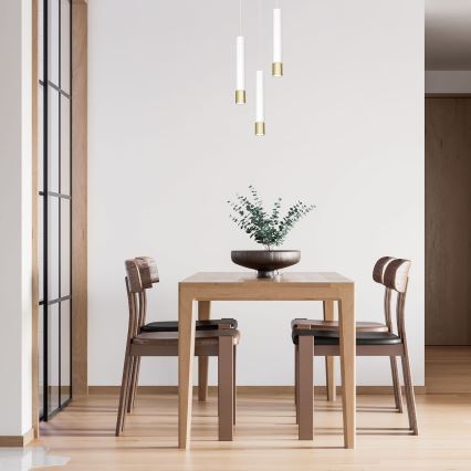 Люстра на тросе NEST 3xGU10/8W/230V белая/золотая, круглая