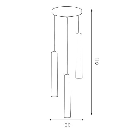 Люстра на тросе NEST 3xGU10/8W/230V черная/золотая, круглая