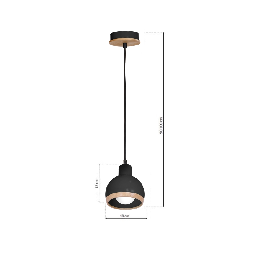 Люстра на тросе OVAL 1xE27/60W/230V черная