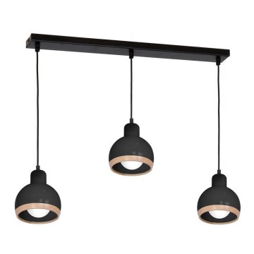 Люстра на тросе OVAL 3xE27/60W/230V черная