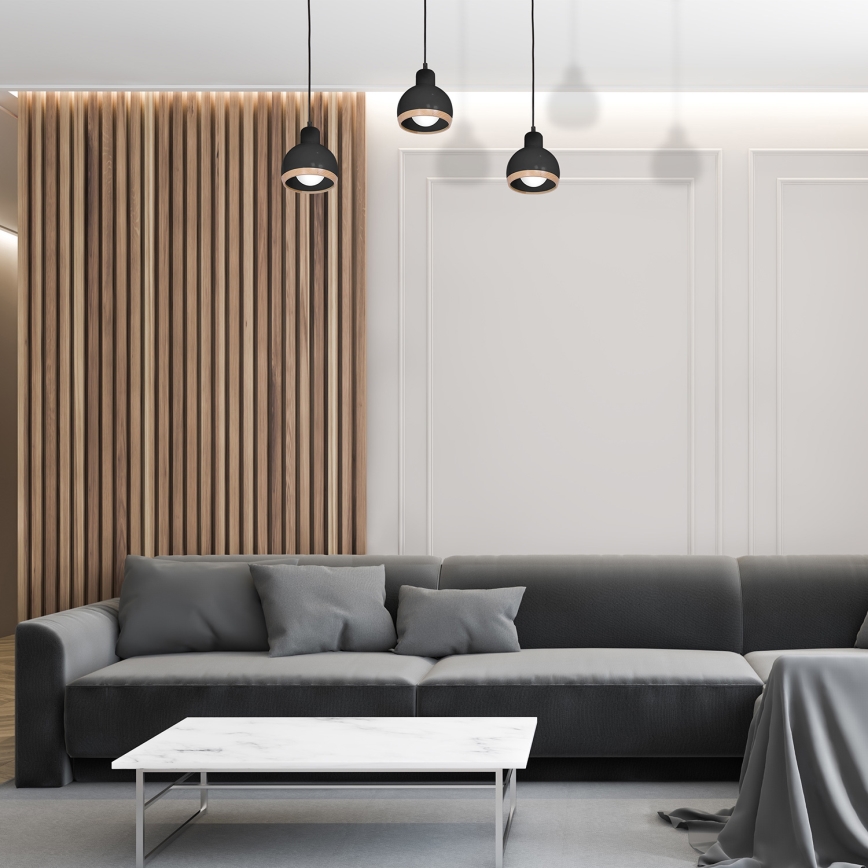 Люстра на тросе OVAL 3xE27/60W/230V черная