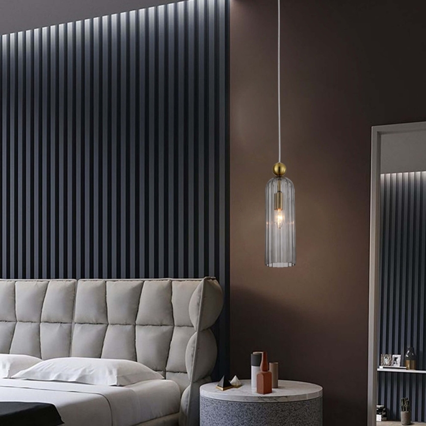 Люстра на тросе PIEGA 1xE14/40W/230V латунь/дымчато-чёрная