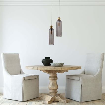 Люстра на тросе PIEGA 1xE14/40W/230V латунь/дымчато-чёрная