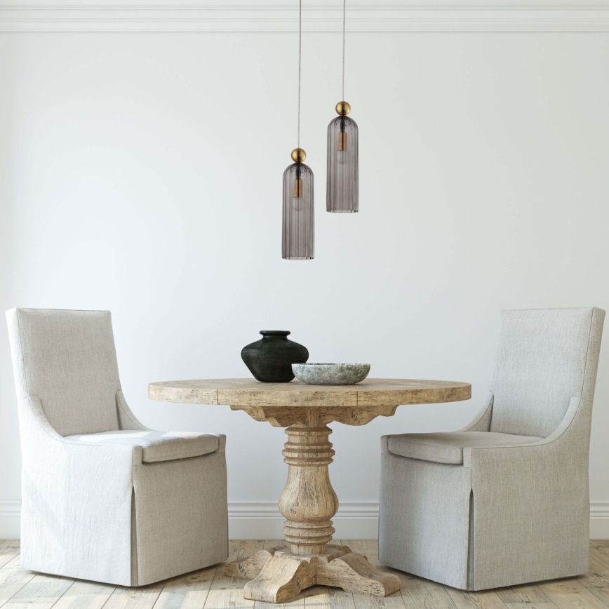 Люстра на тросе PIEGA 1xE14/40W/230V латунь/дымчато-чёрная