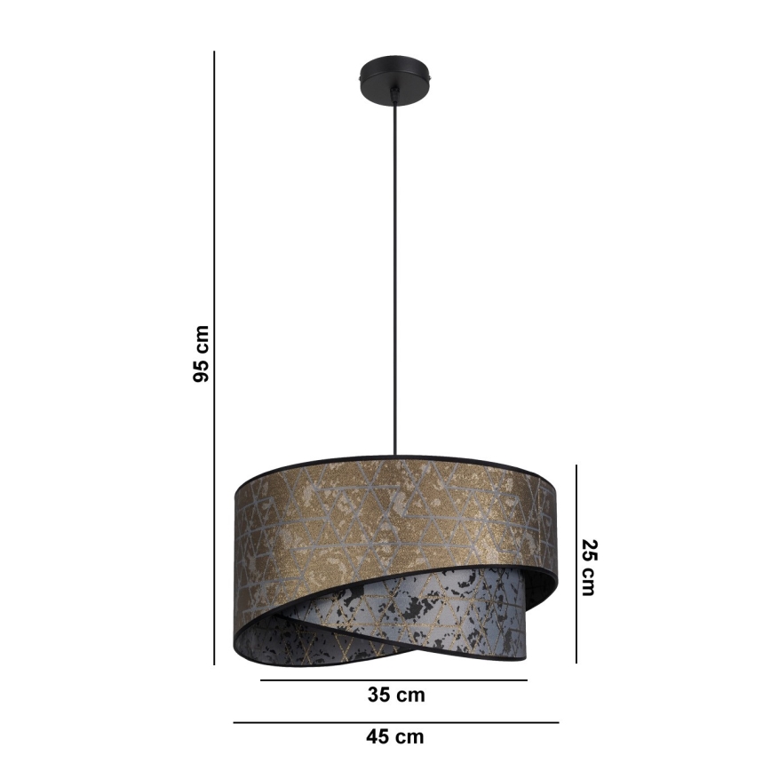 Люстра на тросе REZO 1xE27/60W/230V серая/золотая