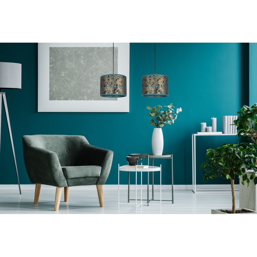Люстра на тросе REZO 2xE27/60W/230V золотая/бирюзовая