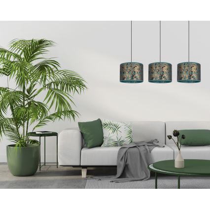 Люстра на тросе REZO 3xE27/60W/230V золотая/бирюзовая