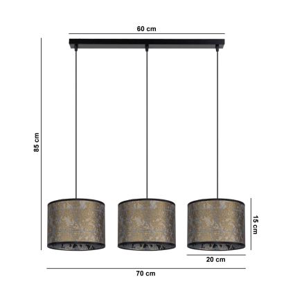 Люстра на тросе REZO 3xE27/60W/230V золотая
