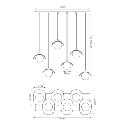Люстра на тросе RITUAL 6xG9/8W/230V белая