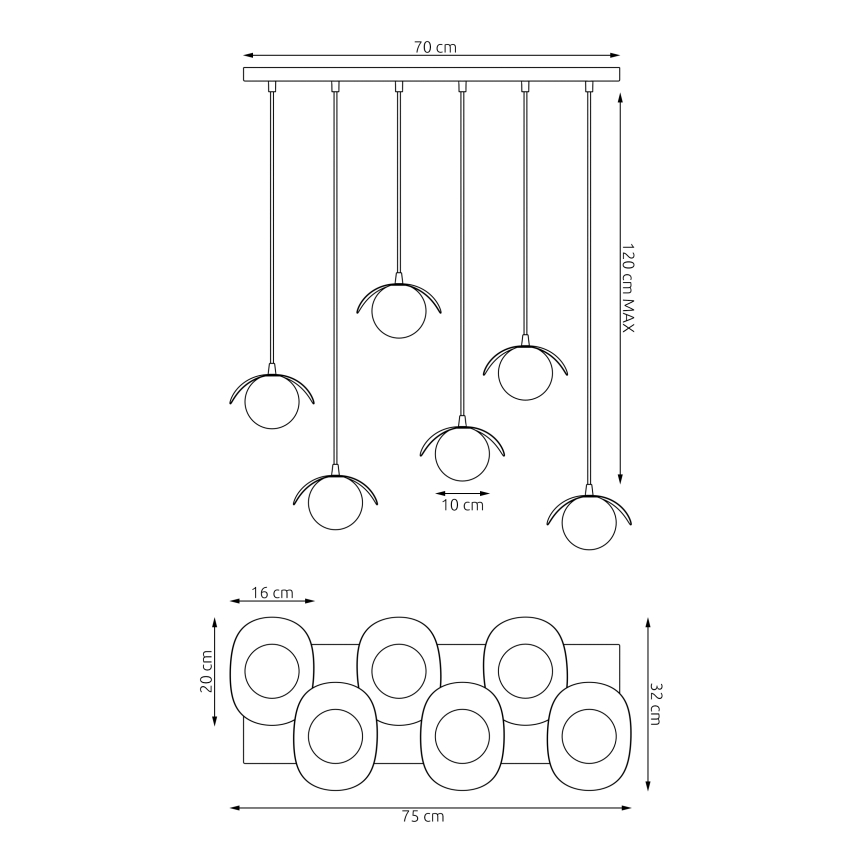 Люстра на тросе RITUAL 6xG9/8W/230V белая