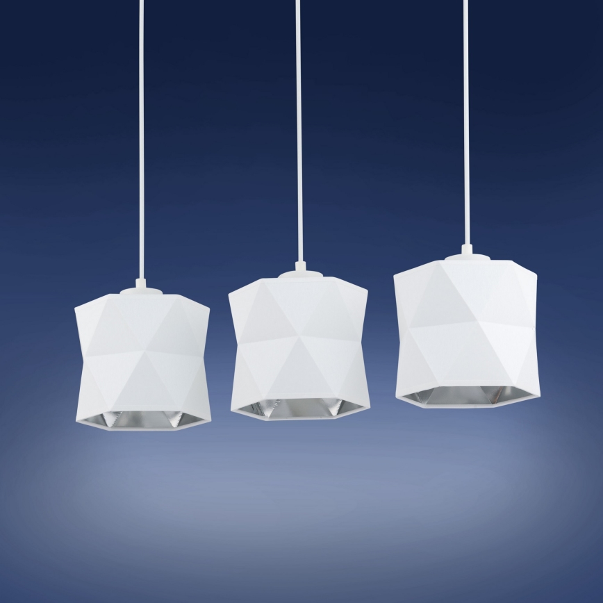 Люстра на тросе SIRO 3xE27/15W/230V белая/серебряная