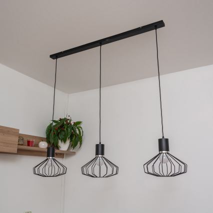 Люстра на тросе SOLANO 3xE27/15W/230V черный/глянцевый хром