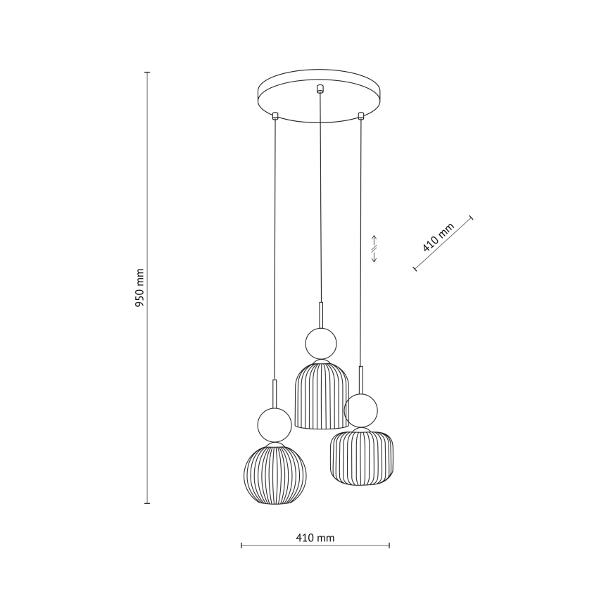 Люстра на тросе SOPHIA 3xE14/10W/230V черная/зеленая/дымчато-бежeвая