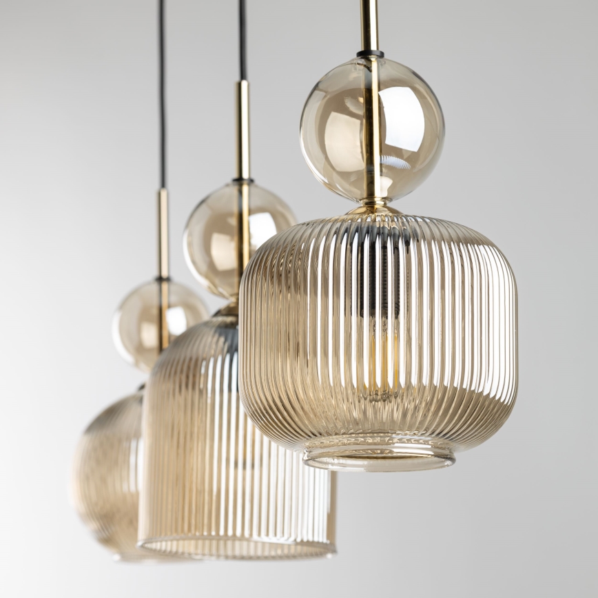 Люстра на тросе SOPHIA 3xE14/10W/230V чёрный/дымчато-бежевый