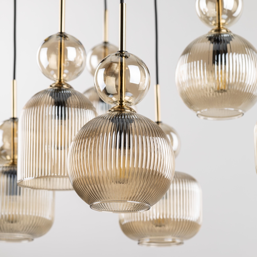 Люстра на тросе SOPHIA 5xE14/10W/230V чёрная/дымчато-бежевая