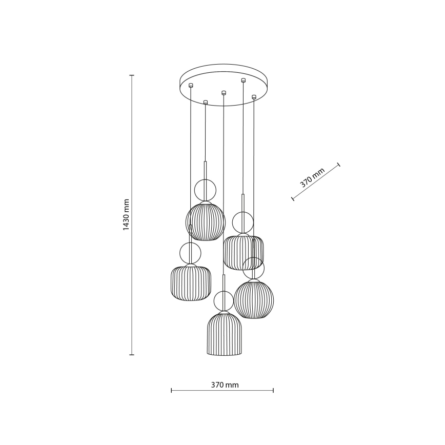 Люстра на тросе SOPHIA 5xE14/10W/230V чёрная/дымчато-бежевая