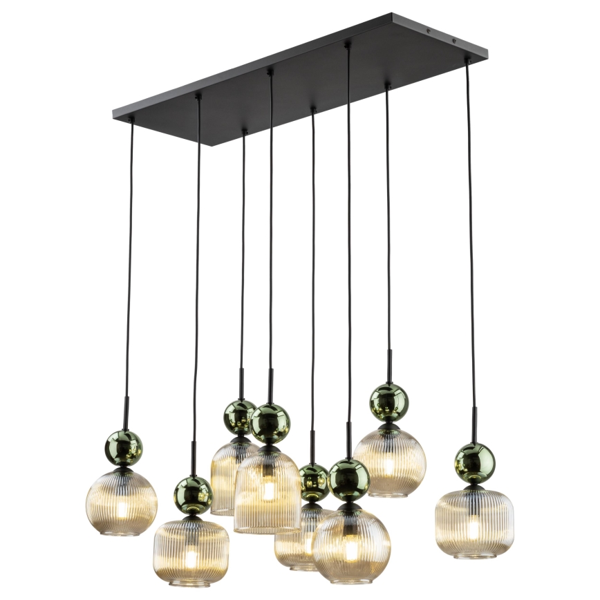 Люстра на тросе SOPHIA 8xE14/10W/230V черный/зеленый/дымчато-бежевый
