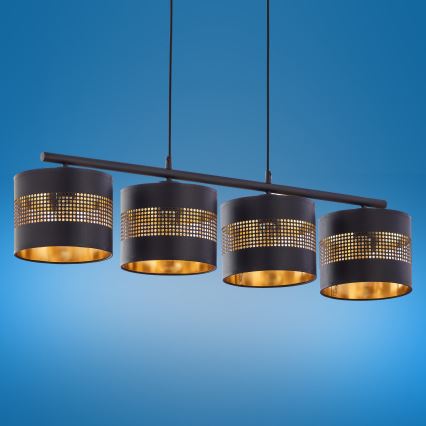 Люстра на тросе TAGO 4xE27/15W/230V черная/золотая