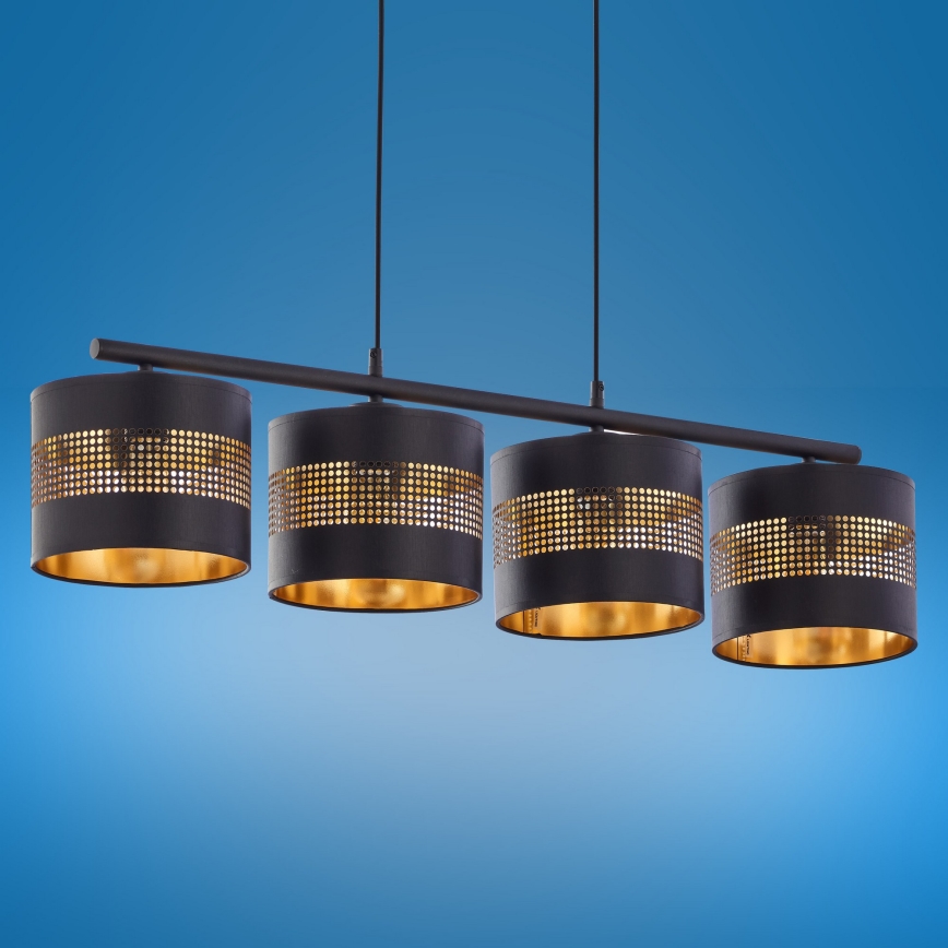 Люстра на тросе TAGO 4xE27/15W/230V черная/золотая