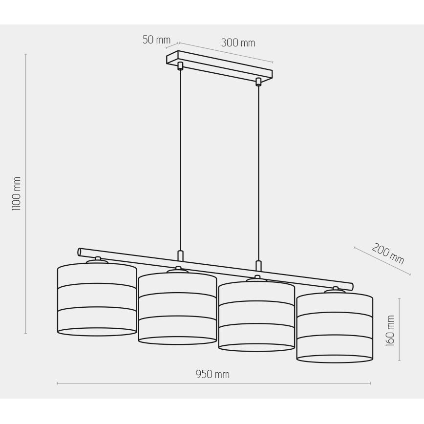 Люстра на тросе TAGO 4xE27/15W/230V черная/золотая